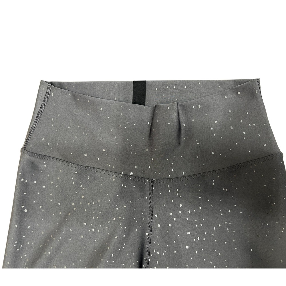 Peloton Legging Womens Large Gray Excellent Silver Foil Splatter Athletic Tights - Picture 3 of 5